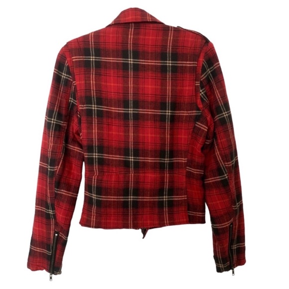 Tripp NYC Trash Vaudvile Medium Red Plaid Flannel Grunge Punk Y2K Jacket - Picture 2 of 9